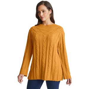 Jessica London Women's Plus Size Cable Sweater Tunic - 1 of 4
