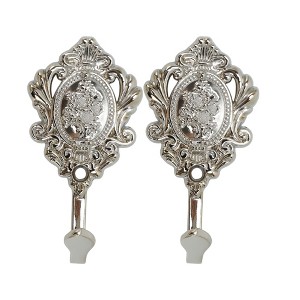Unique Bargains Curtain Holdbacks Fan Hooks Zinc Alloy 3.86"x1.97" 1 Pair - 1 of 4