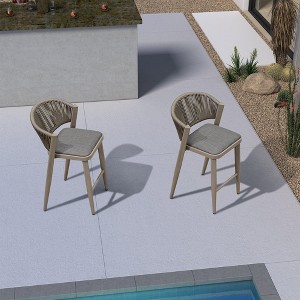 PURPLE LEAF Counter Height Stool Set of 2 Modern Aluminum Rattan Wicker Outdoor Barstools with Backrest and Cushion for Kitchen Lawn Pool Bar Chairs - 1 of 4