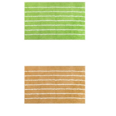 Unique Bargains 2 Pcs Striped Pattern Soft Absorbent Non-Slip Bath mats for Bathroom Floor