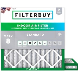 Filterbuy 22x22x2 Air Filter (2-Pack), Pleated MERV 8 Dust Defense Replacement HVAC AC Furnace Filters (Actual Size: 21.50 x 21.50 x 1.75) - 1 of 4