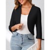 Womens Cropped Blazer Casual Business 3/4 Sleeve Collarless Open Front Cardigan Work Jacket Shrug - 3 of 4