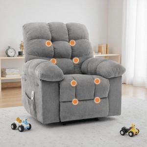 GustoWave Oversized Recliner Chair for Adult w/Massage and Heat, Overstuffed Breathable Fabric Reclining Sofa for Living Room - 1 of 4