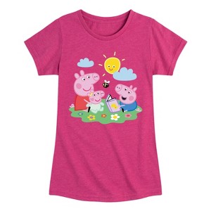 Girls' - Peppa Pig - Peppa George Baby Reading Fitted Short Sleeve Graphic T-Shirt - 1 of 4