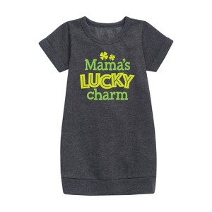 - Instant Message - St. Patrick's Day Mama's Lucky Charm Graphic Short Sleeve Fleece Dress - 1 of 3