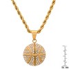 Steeltime 24" Men's stainless steel and simulated diamonds basketball pendant. Color Option: Gold, Black - 3 of 4