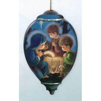 NeQwa 6.75" Ne'Qwa "Glory to the Newborn King" Hand-Painted Glass Christmas Ornament #7131177