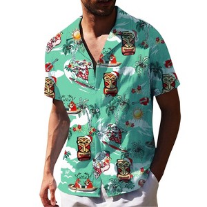 Men's Hawaiian Short - Sleeve Shirt, Classic Aloha Button - Down, Casual Beach Party Vacation Top - 1 of 4
