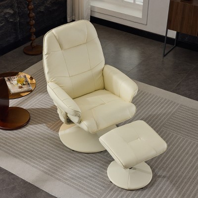 Swivel Recliner Chair with Ottoman,Accent Chair with 5 Point Vibration Massage Seat Heating Adjustable Backrest,Living Room,Office-Tanpinhasue