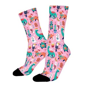 Cute Christmas Animals Women Printed Crew Socks Funny Funky Socks Soft Polyester Novelty Gifts for Artists Men - 1 of 1