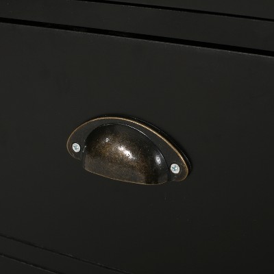 Black and Natural Rubberwood Kitchen Cart with Storage