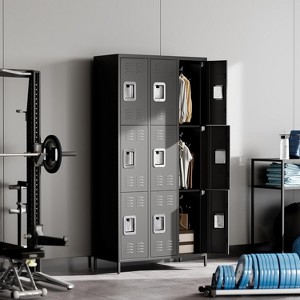 Garvee Steel Storage Locker Cabinet, 72" Heavy-Duty Metal Locker for School, Gym & Office, Black - 1 of 4