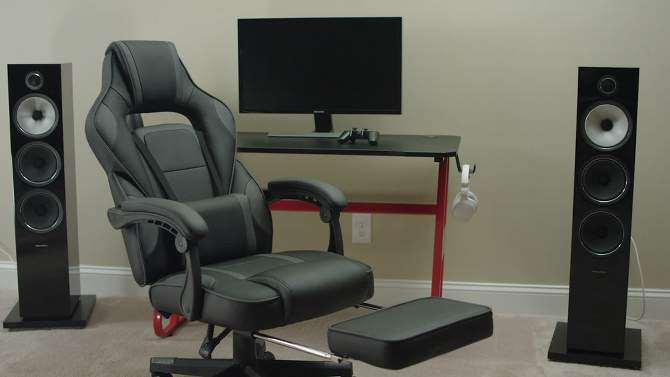 Emma and Oliver Black/Orange Ergonomic Gaming Chair -Recline Back/Arms, Footrest, Massaging Lumbar, 2 of 15, play video