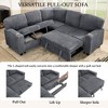L-Shaped Sectional Sofa Bed with Pull-Out and Storage, Corduroy Sleeper Sofa with USB Charging for Living Room, Convertible Sectional Sofa-Koiai - 2 of 4