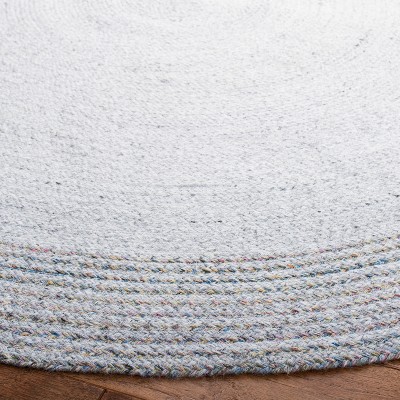 Handwoven Harmony Grey and Yellow Synthetic 5' Round Area Rug