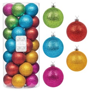Every Day is Christmas 35ct 2.76"/70mm Shatterproof Round Christmas Tree Ornament Set, Merry Christmas Balls Ornaments with Hooks - 1 of 4