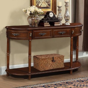Bella Depot Curved 52" Half Moon Sofa Console Table with 2 Drawers and Open Shelf - 1 of 4