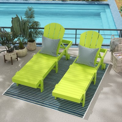 WestinTrends Malibu Adirondack Poly Reclining Chaise Lounge With Wheels (Set of 2pcs)