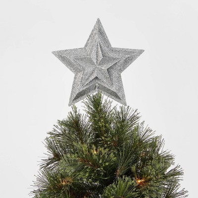 13in Unlit Layer Glitter Star Tree Topper Silver - Wondershop™