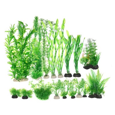 Unique Bargains Aquarium Fish Tank Plastic Plants Decor Kit 1 Set