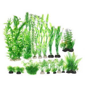 Unique Bargains Aquarium Fish Tank Plastic Plants Decor Kit 1 Set - 1 of 4