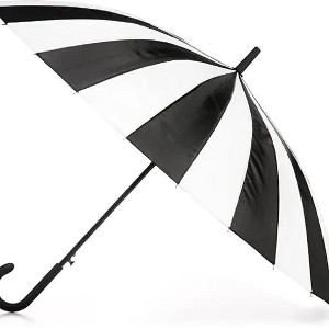 totes Large Eco Auto-Open 24 Rib Stick Umbrella with a Classic J Hook Curved Handle Black & White 46" - 1 of 1