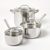 12pc Nonstick Stainless Steel Cookware Set with 6pc Pan Protectors Silver -  Figmint™ in 2023