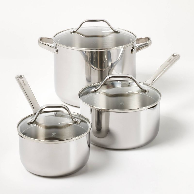 12pc Nonstick Stainless Steel Cookware Set with 6pc Pan Protectors Silver - Figmint&#8482;, 5 of 13