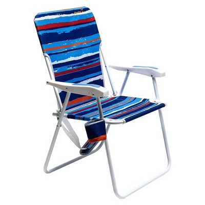 SunnyFeel BCAC1165XBU1 Outdoor Portable Folding Beach and Camping Chair with Side Pocket for Drinks and Cell Phone, Lightweight, Stripe Blue