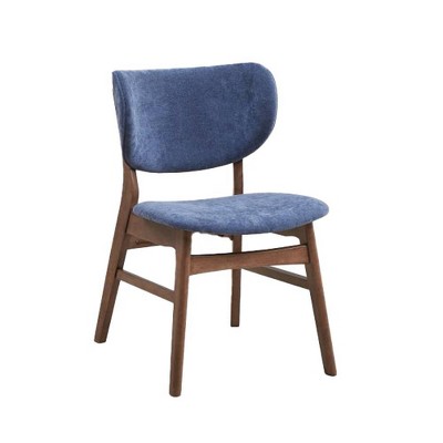 Acme Furniture Bevis Dining Chair Blue Fabric/Walnut Finish