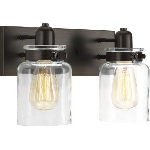Progress Lighting Calhoun 2-Light Bath & Vanity, Steel, Antique Bronze, Clear Glass Shade - 1 of 4
