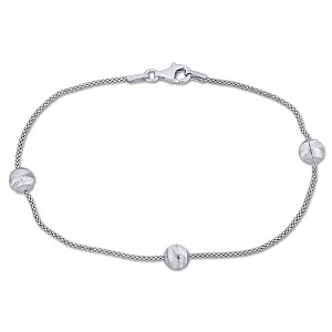 EVERLY JEWELRY |6mm Ball Station Chain Bracelet in Silver - Multiple Metal Color Options - 1 of 4