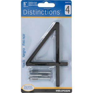 Hillman Distinctions 5 in. Black Steel Screw-On Number 4 1 pc (Case of 3) - 1 of 1