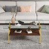 Rectangle Coffee Table, with Tempered Glass top, Metal Legs and MDF Shelf, Modern Table for Living Room - 3 of 4