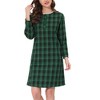 cheibear Womens Nightgown Sleepshirt with Pockets Lounge Sleepwear Plaid Pajama Dress - 2 of 4