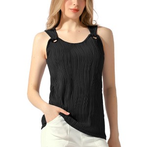 Allegra K Women's Loose Fit Summer Casual Strap Tops Trendy Sleeveless Tank Top - 1 of 4