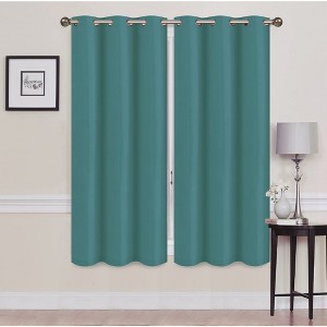 Solid Blackout Thermal Grommet Curtain Panels With Foam Backing (Set of 2) - 1 of 3