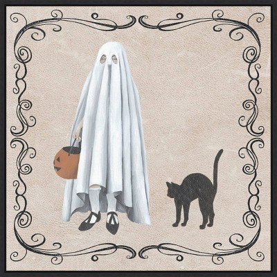 22" x 22" Vintage Halloween Collection F by Grace Popp Framed Wall Canvas - Amanti Art