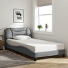 vidaXL Bed Frame with LED Lights - Twin Size Light Gray Polyester Fabric Upholstered Bed with Headboard, Plywood Slats, and Elegant Waved Design - 3 of 4