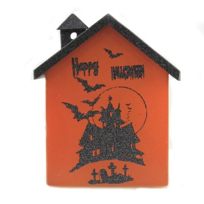 Stony Creek 6.5 Inch Halloween Small Glass House Bats Spooky Glitter Novelty Sculpture Lights