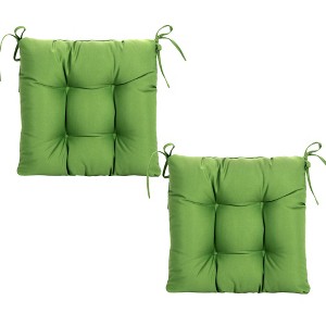 ARTPLANT Outdoor Dinning Seat Pads Cushions with Tie 19"x19"x4",Square Wicker Outdoor Tufted Chair Cushion,Set of 2 - 1 of 4
