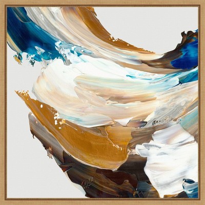 Crashing Blue Abstract Canvas Print with Sylvie Maple Frame