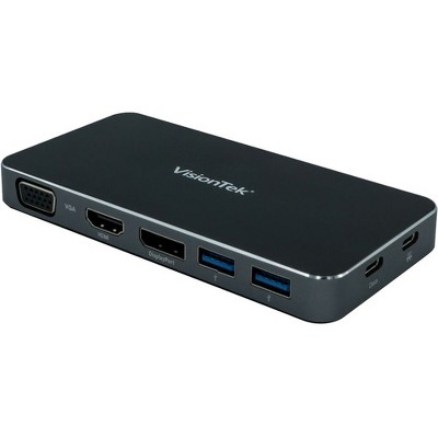 VisionTek VT200 USB C Portable Dock - for Notebook/Desktop PC - 100 W - USB Type C - 5 x USB Ports - 2 x USB 3.0 - HDMI - VGA - DisplayPort - Wired