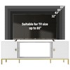 Sapphtopaz Modern TV Stand for TVs Up to 80" with Storage Cabinet Honeycomb Design Media Console with Open Shelves & Metal Legs for Living Room - 3 of 4