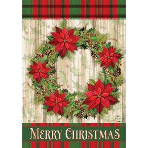Briarwood Lane House Flag 40x28 For Outdoor Poinsettia Wreath Christmas House Flag Flag For Christmas House Flag - 1 of 4