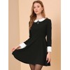 Allegra K Women's Peter Pan Collar Contrast Button Decor Long Sleeve Flare  Dress