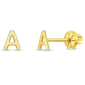 Girls' Itsy Bitsy Initial Letter Screw Back 14k Gold Earrings - In Season Jewelry - 1 of 4