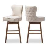 Gradisca Modern And Contemporary Wood Finishing Upholstered Barstools Set Of 2 - Baxton Studio