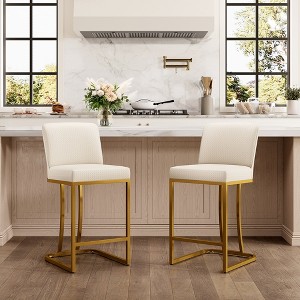 Captiva Designs 24 inch Height Bar Stool with Faux Leather & Padded Seat and Back & Sturdy Steel Frame - 1 of 4
