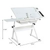 Standing Desk Modern with Adjustable Glass Top and Storage Drawers for Home Office 39in Wide-3irtyhousy - 4 of 4